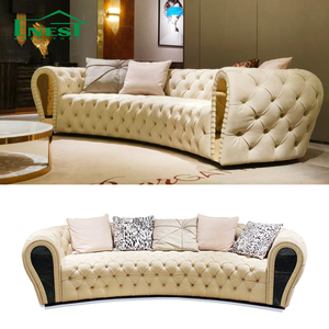 Juego de Sofás de Cuero Genuino de Lujo Ligero, Estilo Italiano, Sofá Seccional de 1, 2 y 3 Plazas, Muebles de Sala de Estar para Proyectos de Villas - Product Image 1