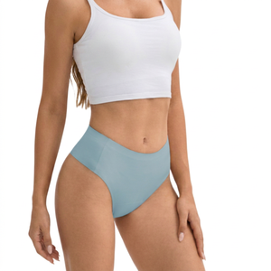 Womens <b>Seamless</b> <b>Thong</b> Underwear Breathable Quick Dry Ice Silk V Waist Floral Hip Lifting Polyamide 3 Piece Panties - Product Image 1