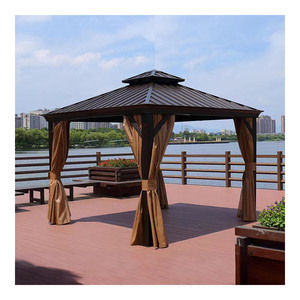 Gazebo de luxe en aluminium à toit rigide, double toit, pavillon extérieur avec rideaux, auvent personnalisé - Product Image 4