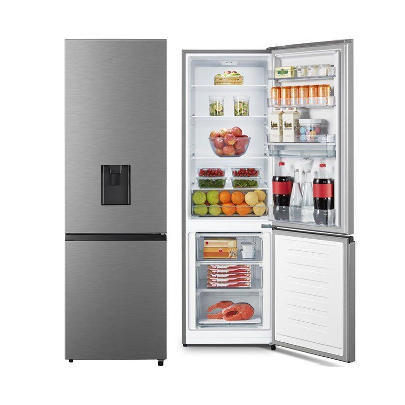 Freezer Bawah dengan Dispenser Air Besi Tahan Karat Berdiri Bebas BCD-340L Berpendingin Udara Kulkas Dua Pintu Harga Murah