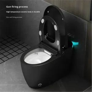 Modern Gray Black Elongated Ceramic Smart Auto Open Close Lid Strong Flush Remote Control Seat Heating Works Any Water - Product Image 3
