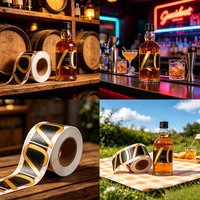 Étiquettes adhésives holographiques 3D UV gaufrées de qualité supérieure, autocollants en papier nacré personnalisés pour bouteilles de vin en verre, luxe