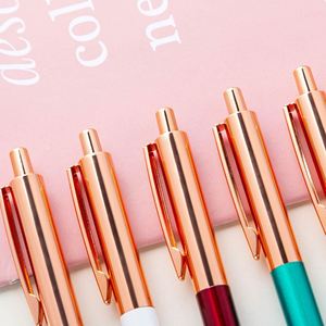 Click Ballpoint Wholesale <b>Creative</b> Simple Student Writing Advertising <b>Gift</b> With Customized Logomulti-Color Metal Pen - Product Image 2