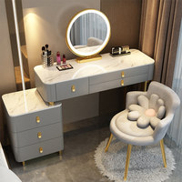 Nouvelle Arrivée Coiffeuse avec Miroir et Tiroirs, Table de Maquillage à Prix Abordable avec Miroir LED et Tabouret