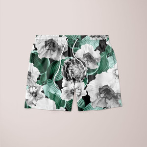 Shorts Glamour da Giardino con Motivi Floreali in Bianco e Nero - Product Image 1