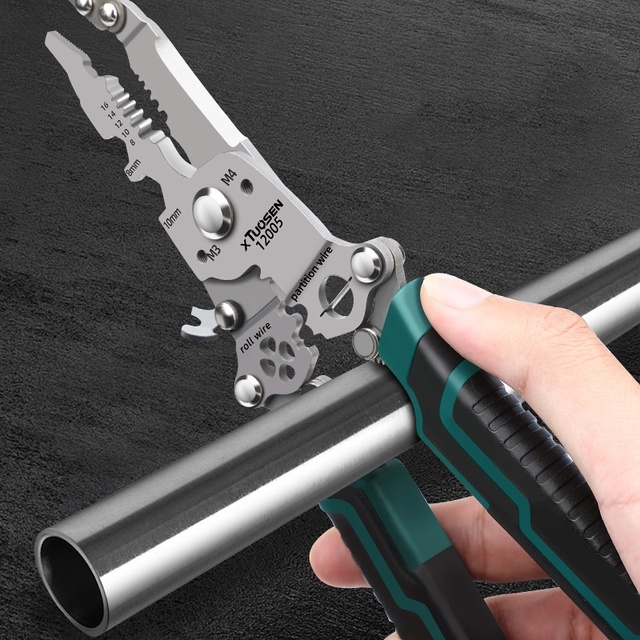Foldable Electrician Wire Stripping Crimping Pliers Cable Cutter Terminal Hand Tool for Wire Management Garden Work Construction
