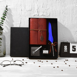 Ensemble de stylos plume vintage en plumes somptueuses pour <span class=keywords><strong>calligraphie</strong></span> <span class=keywords><strong>arabe</strong></span>, avec journal en cuir et coffret cadeau – Pack parfait - Product Image 5
