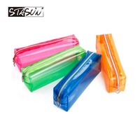Pochette à crayons transparente en PVC, portable, de haute qualité, avec fermeture éclair, pour les étudiants et l'organisation du bureau