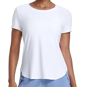 T-shirt de sport en polyester coupe classique respirant col rond yoga course gym extérieur manches courtes fitness imprimé lavé strass - Product Image 3