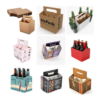 Boîtes d'emballage en carton personnalisées avec poignée portable bon marché ondulé 6 papiers porte-bouteilles de vin et de bière Vente en gros