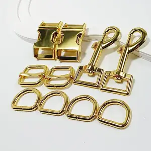 Metal Swivel Snaps Hooks With Webbing D Ring Side Release Buckles Belt Strap Slide Buckle For Purses Lanyard Dog Collars