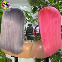 Perruque Bob Colorée en Cheveux Humains en Gros pour Femmes, Perruques Bob Pré-Pluckées en Cheveux Brésiliens Mink, Perruques Bob Coupées Rouge Orange Rose Violet