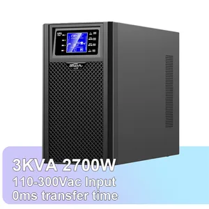 Online UPS 3KVA 110V input output Pure Sine wave home ups power backup with battery backup surge protector