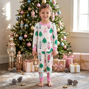 Wholesale Toddler Girls Christmas Pajamas Set & Dresses Nutcracker Tree Print Pattern Boutique Kids Clothing - Product Image 2