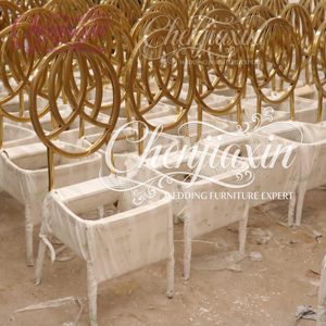 Sillas Chiavari Doradas de Lujo para Bodas y Eventos 2025, de Metal, Apilables, Diseño Moderno para Banquetes, Venta al por Mayor - Product Image 6