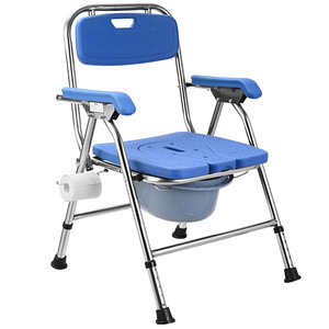 Silla de baño de acero inoxidable para uso doméstico de ancianos, silla de baño para discapacitados, inodoro móvil, suministros de terapia de rehabilitación - Product Image 1