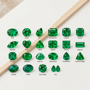 Pierres précieuses d'émeraude synthétiques LAB, formes variées, vertes, pour bijoux, pierres lâches à sertir, multiples formes : ovale, poire, coussin, princesse, triligne - Product Image 3