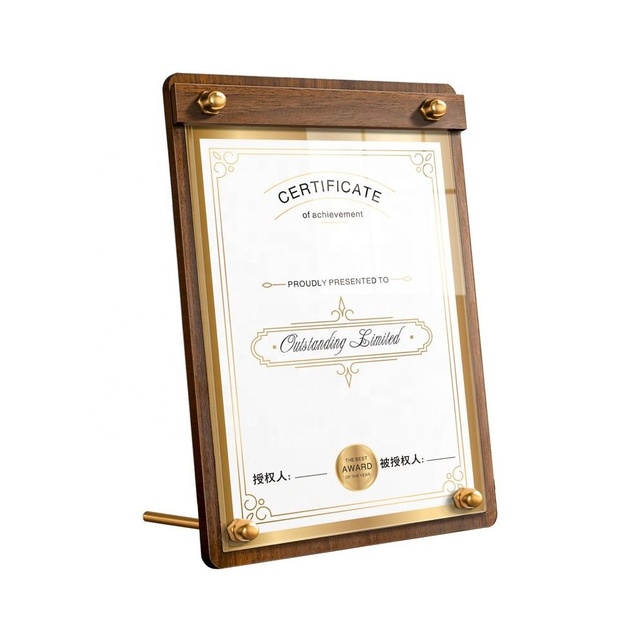 Clear Acrylic Tabletop Sign Holder with Wood Base Commercial Menu Display Stand for Cafe Restaurant