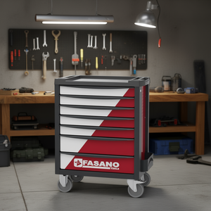 Fasano Tools 7 <b>Drawer</b> Rolling Tool Cart Red White Storage Cabinet with Wheels for <b>Workshop</b> Use - Product Image 3