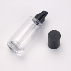 Emballage de soins de la peau transparent en gros, cylindre transparent vide, flacon pompe en verre pour sérum et lotion de 150, 120, 100 ml avec bouchon blanc - Product Image 5