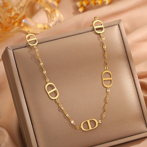 Collar de Acero Inoxidable con Colgante de Hocico de Cerdo Moderno, Collar de Clavícula Antideslustre, Joyería Geométrica para Mujer - Product Image 4