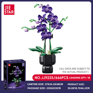 JIESTAR JJ9235 666PCS Série Fleurs Plante en <span class=keywords><strong>Pot</strong></span> Violette Ornement Blocs <span class=keywords><strong>de</strong></span> Construction Modèle Technique Jouet Éducatif Cadeau <span class=keywords><strong>de</strong></span> Fête - Product Image 6