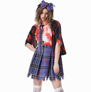 Halloween Horror Vampiro Bloodstained Schoolgirl Zombie Cosplay disfraz estudiante uniforme ropa <span class=keywords><strong>de</strong></span> actuación para baile <span class=keywords><strong>de</strong></span> escenario - Product Image 4