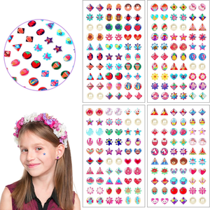 Custom Pattern UV Printed <b>Waterproof</b> 3D Glitter Epoxy Sticker Earrings 240 Pieces Self-Adhesive Craft for Girls - Product Image 1