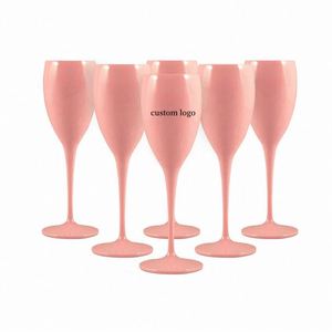 Venta de Fábrica, Copas de Champán de Plástico PS Acrílico, Color Rosa Imperial, Blanco y Negro, con Logotipo Personalizado - Product Image 2