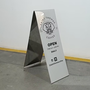 Custom Premium Metal Stainless Steel A-<b>Frame</b> Sign Board Sidewalk Business Advertising Plaque Outdoor Pavement Stand Signs - Product Image 1
