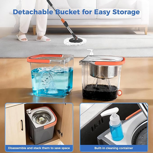 Set Secchio e Mop Rotante HOLAMOPA con Cesto Girevole in Acciaio Inossidabile e Secchio Staccabile per la Pulizia dei Pavimenti Domestici - Product Image 2