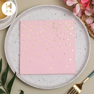 Pink Gold Polka Dot Paper Napkins 330mm Disposable For Wedding Party - Product Image 1