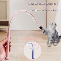 Jouet interactif pour chat en ABS durable, canne de pêche flexible en plastique, queue de souris amusante, baguette de chaton amusante