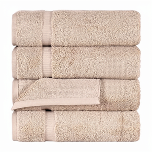 Serviettes de bain SALBAKOS 100% coton turc |   Ensemble de 4 serviettes de plage super absorbantes, épaisses, en tissu pelucheux, à motif uni, qualité hôtelière supérieure - Product Image 1
