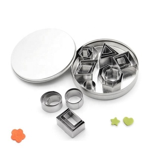 YS 24-Piece Mini Geometric Metal Eco-Friendly <b>Cookie</b> <b>Cutter</b> Set with 8 Unique Shapes in 3 Sizes DIY Cake Decorations - Product Image 6