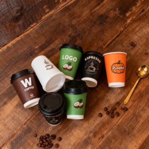 Vasos de Papel para Café con Logotipo Personalizado, Vasos de Papel de Pared Simple o Doble para Bebidas Calientes, Vasos de Papel Antiderrames - Product Image 5
