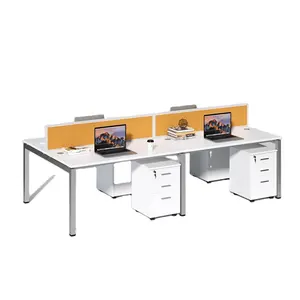 Kustom gaya minimalis braket logam set meja atau meja partisi workstation untuk tim 2-8 orang meja kantor Modular