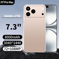 Ponsel Baru Original 2025 I17 Pro Max 5G Smartphone 16GB+1TB 90Hz Layar OLED 6.8 inci Kamera 108MP QHD Memori Besar Terbaik