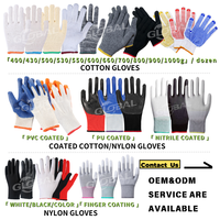 Gants de Travail Tricotés en Coton, Moins Chers, Personnalisables, Logo, 40g 50g, Blanc Noir Gris Rouge, Gants de Protection