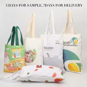 Vente en gros de sacs à provisions réutilisables bon marché avec logo imprimé sur mesure sac de courses en toile de coton blanc uni pour femmes