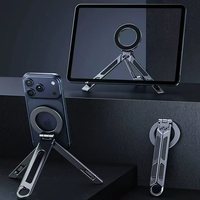 Nouveau support magnétique pour téléphone portable et tablette, pliable, portable, en alliage d'aluminium, support de bureau, trépied multifonctionnel