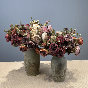 Tallos de peonía de imitación con bordes quemados hechos a mano centro de mesa de boda realista flores pintura al óleo decoración de granja botánicos artificiales - Product Image 3