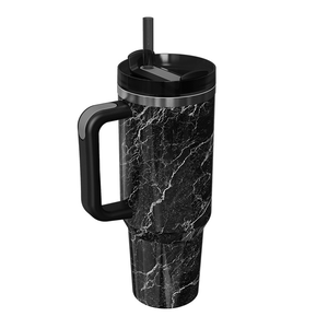 Griotte Boba H2.0 Tumbler with Handle <b>Lid</b> and Straw 40 oz <b>Travel</b> Cup Vacuum Insulated Car Marble Print <b>Mug</b> - Product Image 3