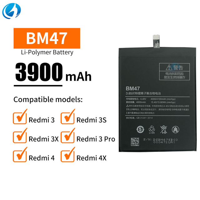 Capacity Replacement Phone Battery BM47 Mobile Phone Battery for Xiaomi Redmi 3/Redmi 3S/Redmi 3X/Redmi 3 Pro/Redmi 4/Redmi 4X