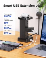 Regleta de Enchufes LDNIO SKW6457 con Cable de Extensión Tipo Torre para Reino Unido, con 6 Tomas de Corriente y Estación de Carga USB Tipo C para Oficina y Hogar