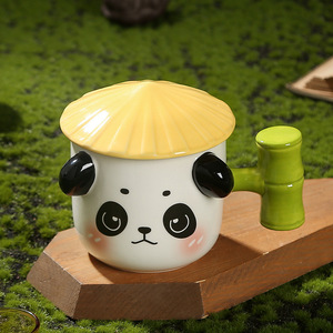 Expressão Divertida Panda Engraçado Caneca De Cerâmica Com Tampa Presente De Aniversário Copo De Café Para Mulheres Casa Copo De Água Lembrança Copo - Product Image 2