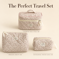 Trousse de Maquillage Promotionnelle en Velours Côtelé à Motifs Floraux – Ensemble de Rangement de Voyage – Vente en Gros et Cadeau en Lot