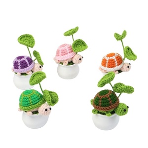Finished Handmade Crocheted Turtle Toy in a Pot Cute Ocean-Themed Cartoon Animal Desktop Ornament - Product Image 6