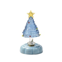 Ornements décoratifs de Noël créatifs en verre, animaux rotatifs avec base en céramique