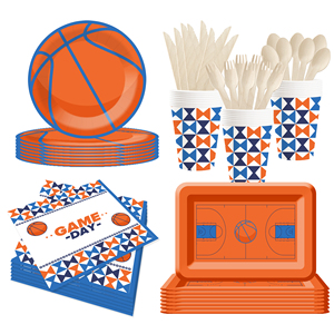 DAMAI New Customized Design Basketball Theme Disposable Dessert Dinner <b>Paper</b> Plates Cups Napkin Tableware Set for Kid Party - Product Image 2